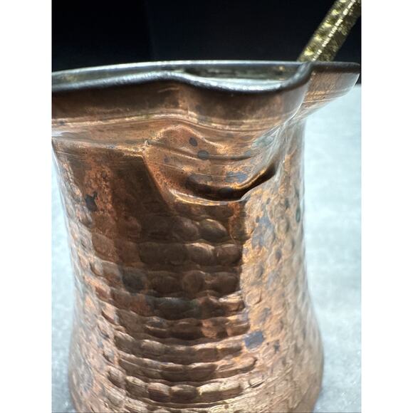 Unique! Turkish Hand Hammered Copper Coffee Pot, Ibrik Kettle, 3.3" T - Picture 6 of 13